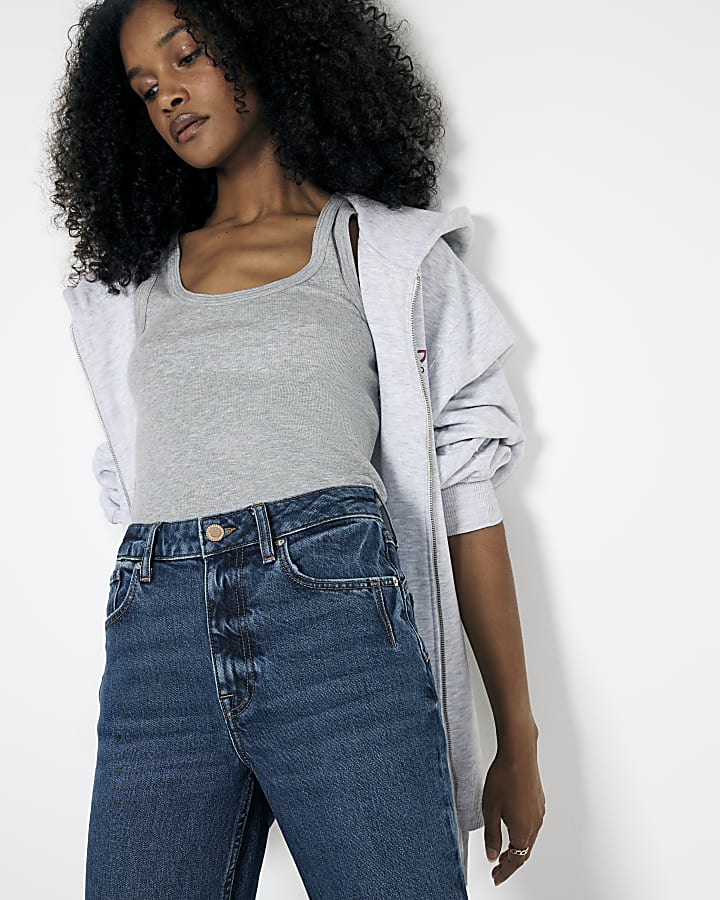 Blue Dark High waisted bum Sculpt Mom Jeans