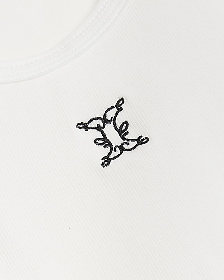 White embroidered vest top