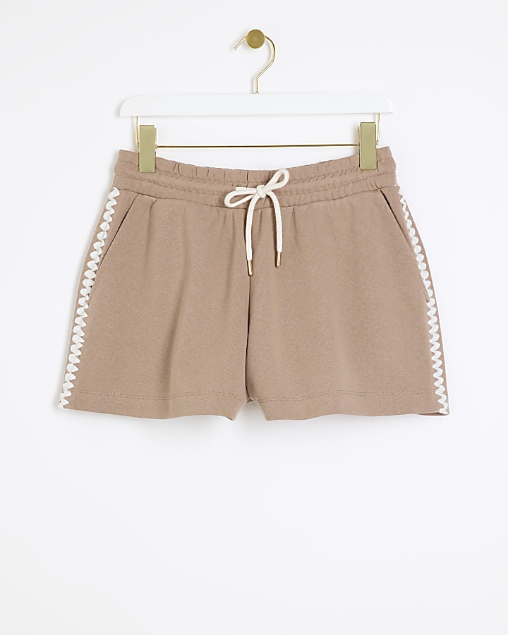 Brown Whipstitch Runner Shorts