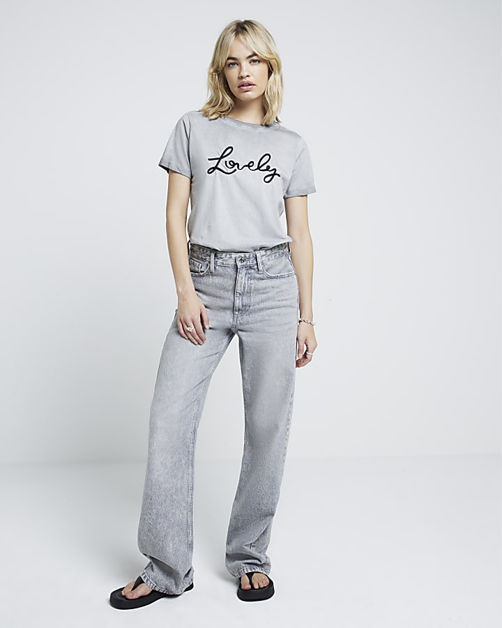 Grey Lovely script t-shirt