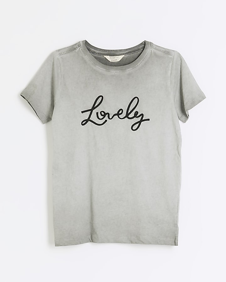 Grey Lovely script t-shirt