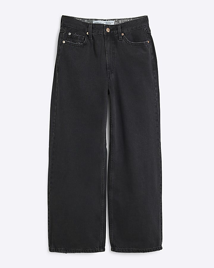 Petite Black Relaxed Straight Jeans