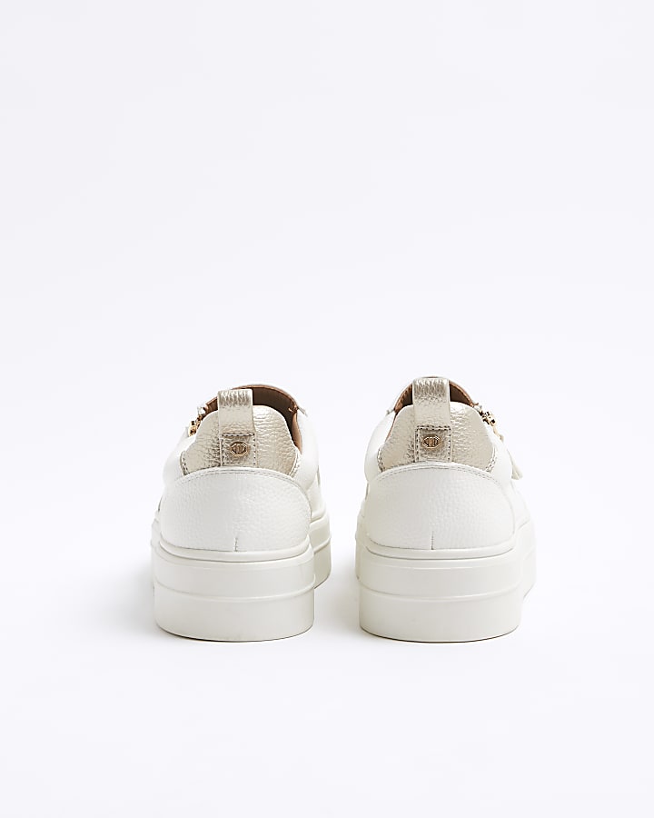 White zip platform trainers