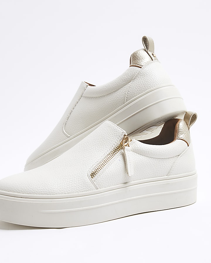 White zip platform trainers