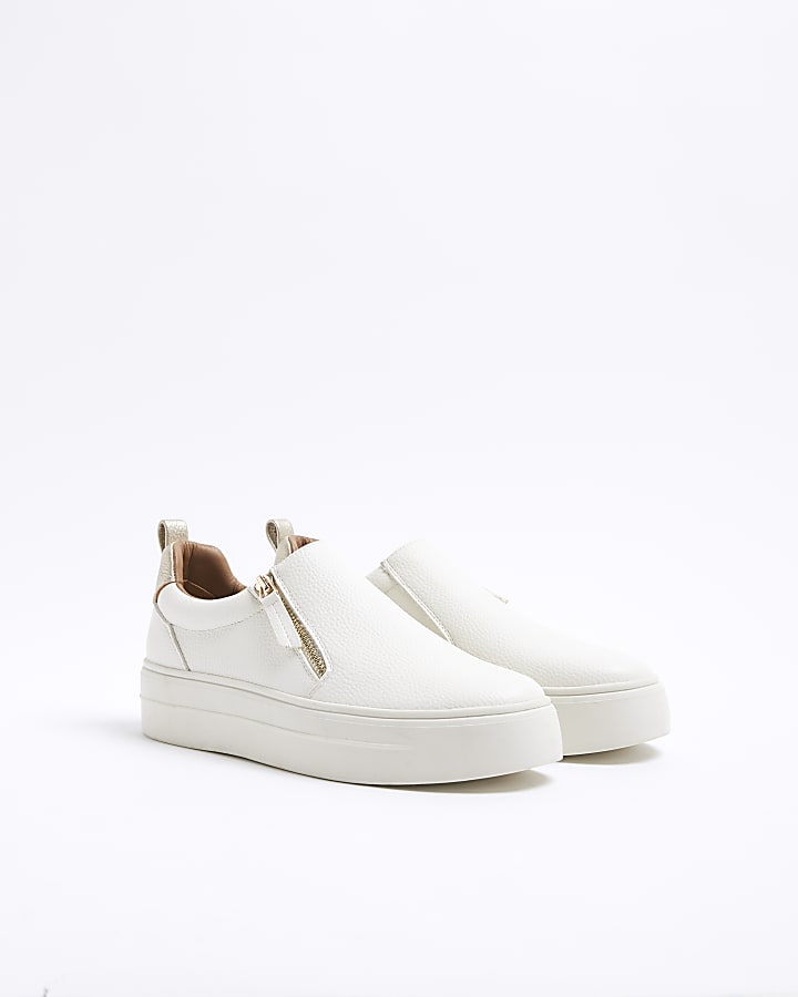 White zip platform trainers