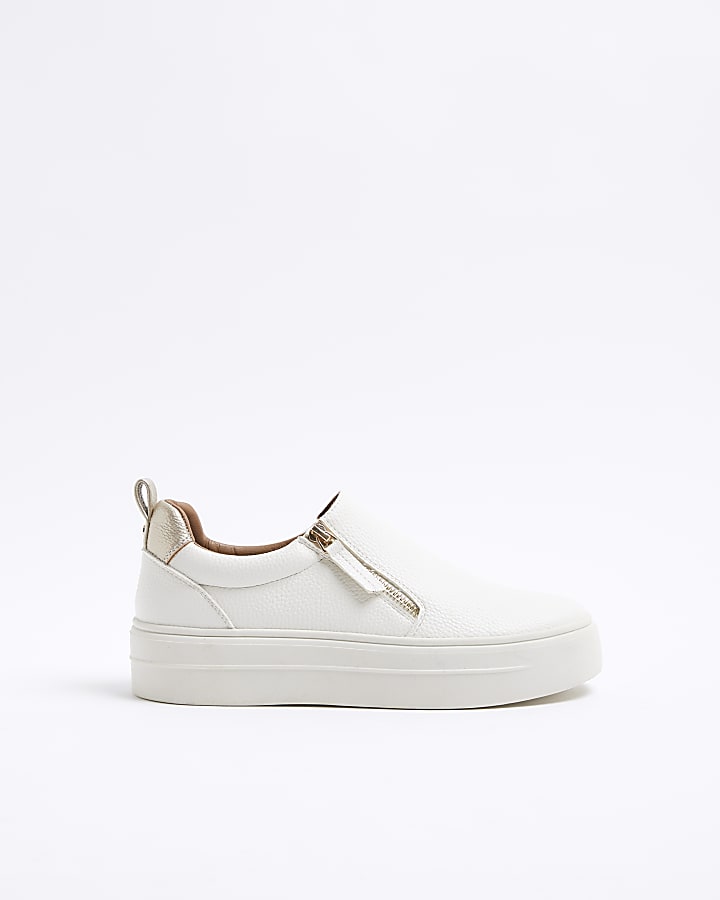 White zip platform trainers