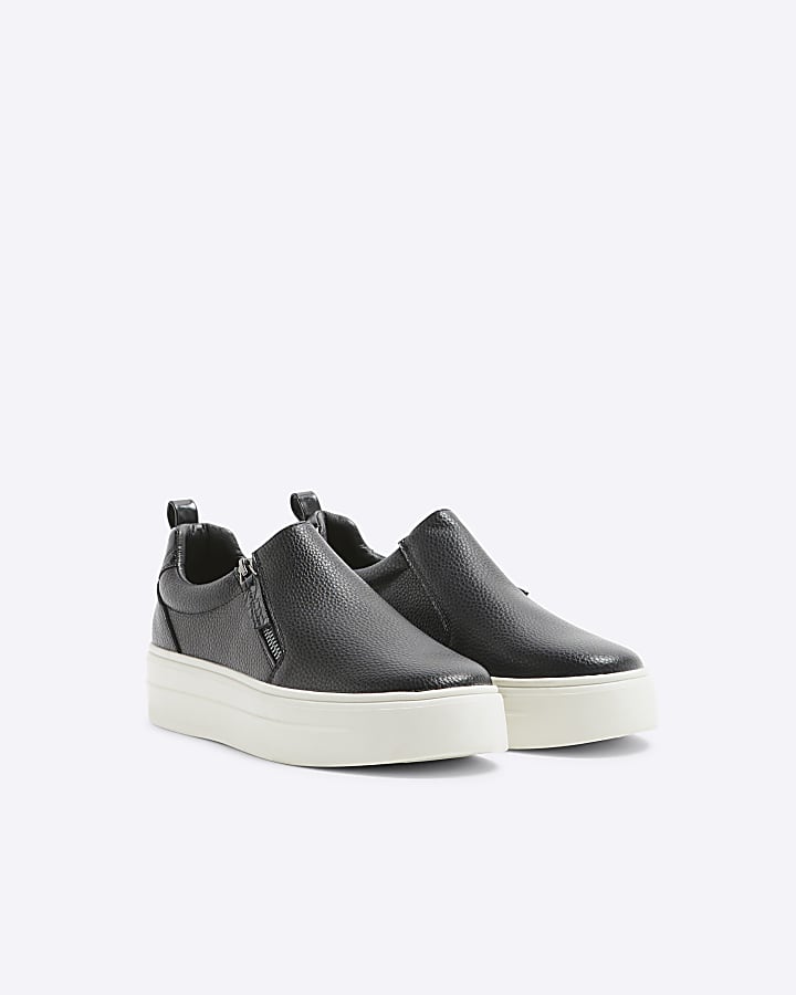 Black Zip Platform Trainers