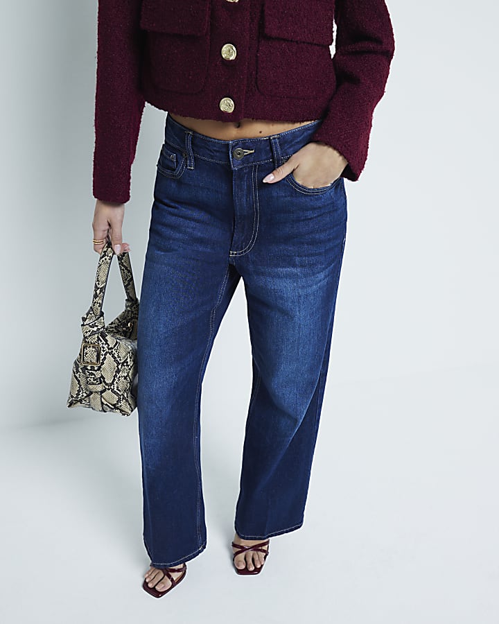 Petite Blue Denim Relaxed Straight Jeans