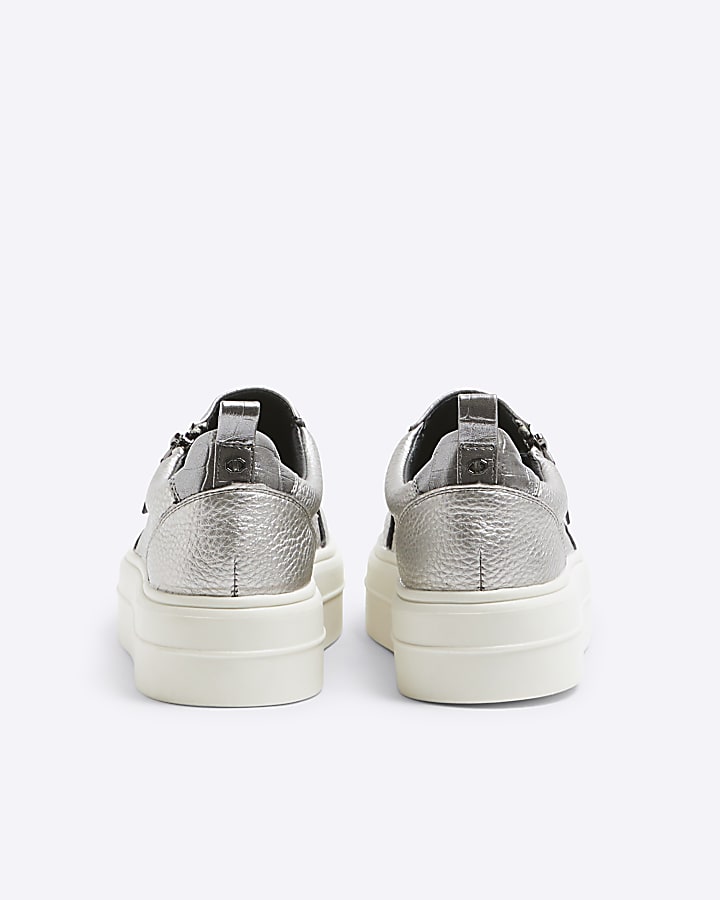 Silver Zip Platform Trainers