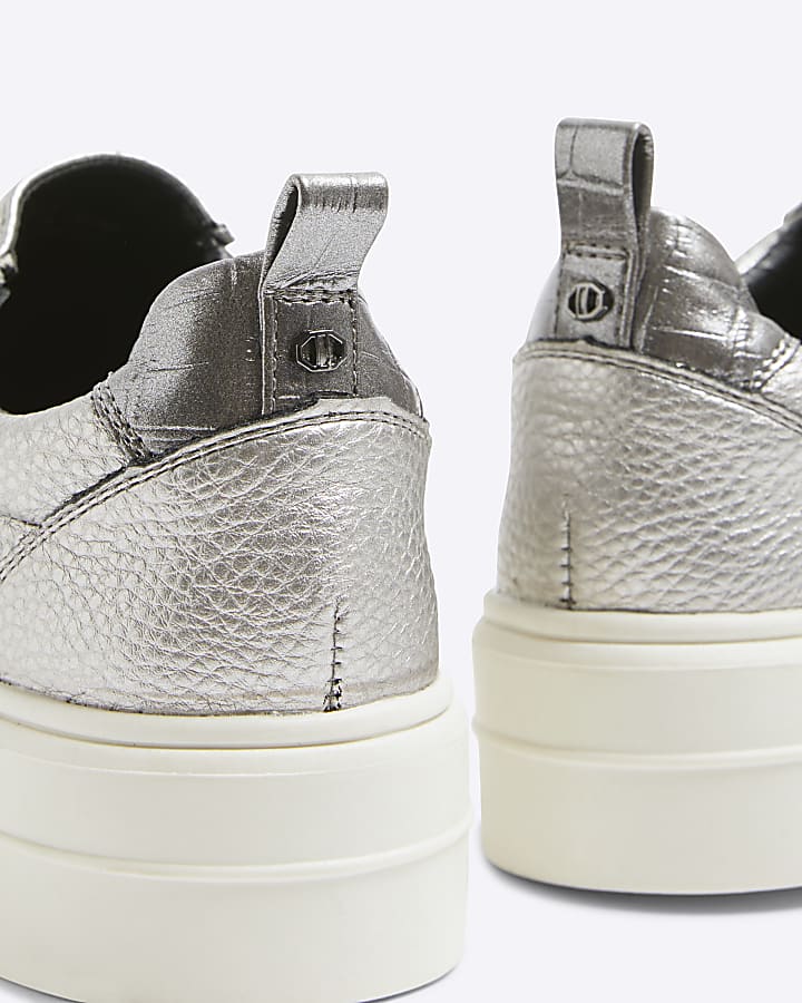 Silver Zip Platform Trainers