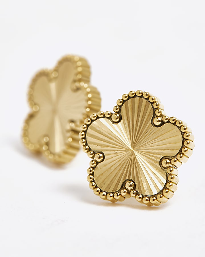 Gold Flower Stud Earrings