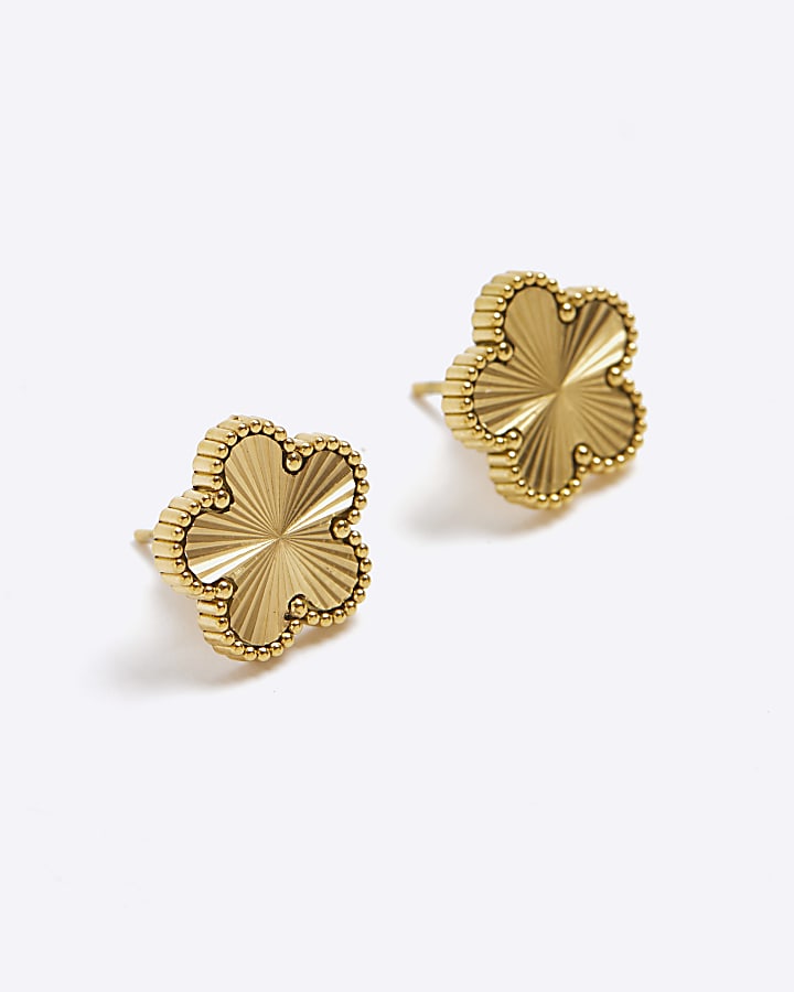 Gold Flower Stud Earrings