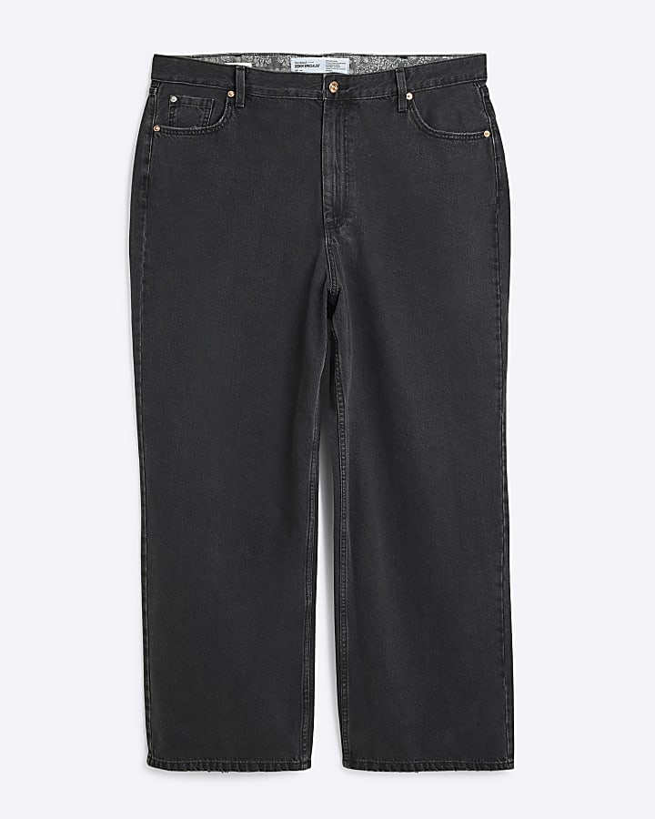 Plus Black Relaxed Straight Jeans