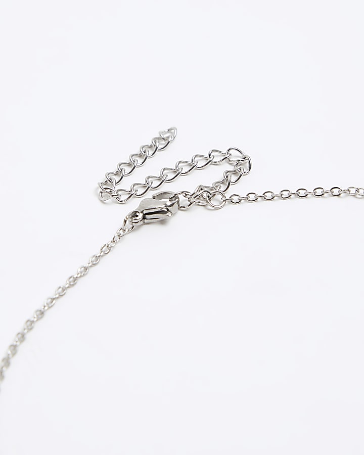 Silver stainless steel flower necklace