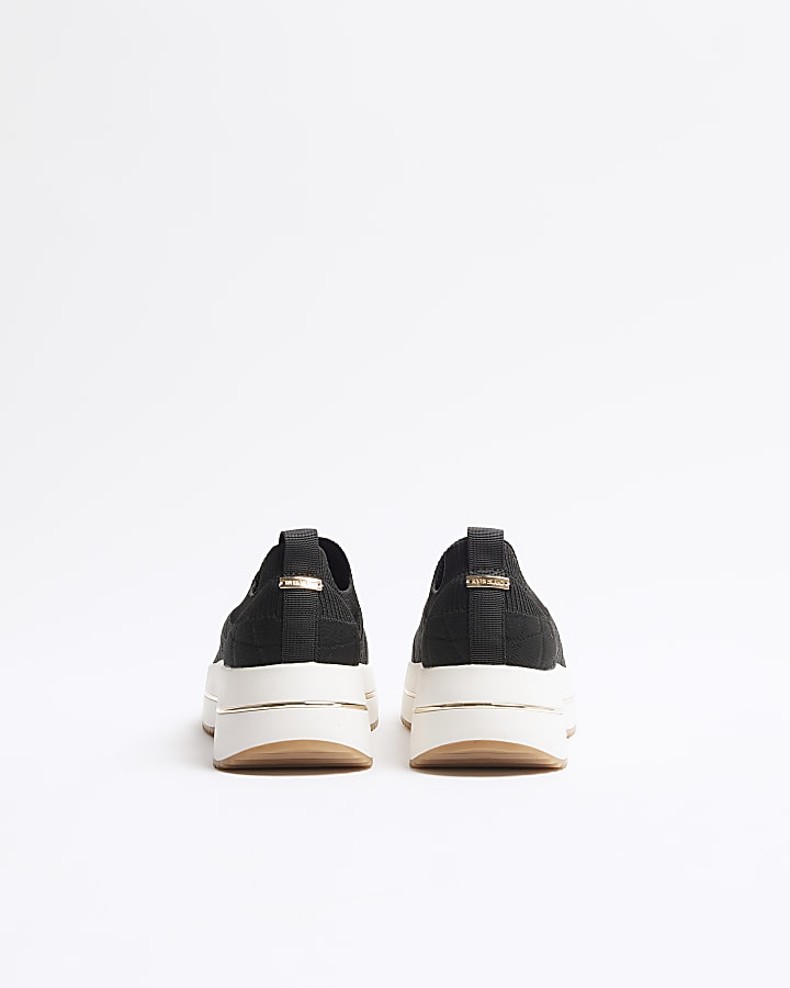 Black Knitted slip on trainers