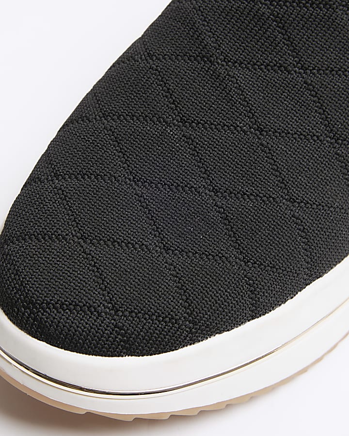 Black Knitted slip on trainers