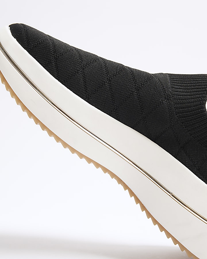 Black Knitted slip on trainers