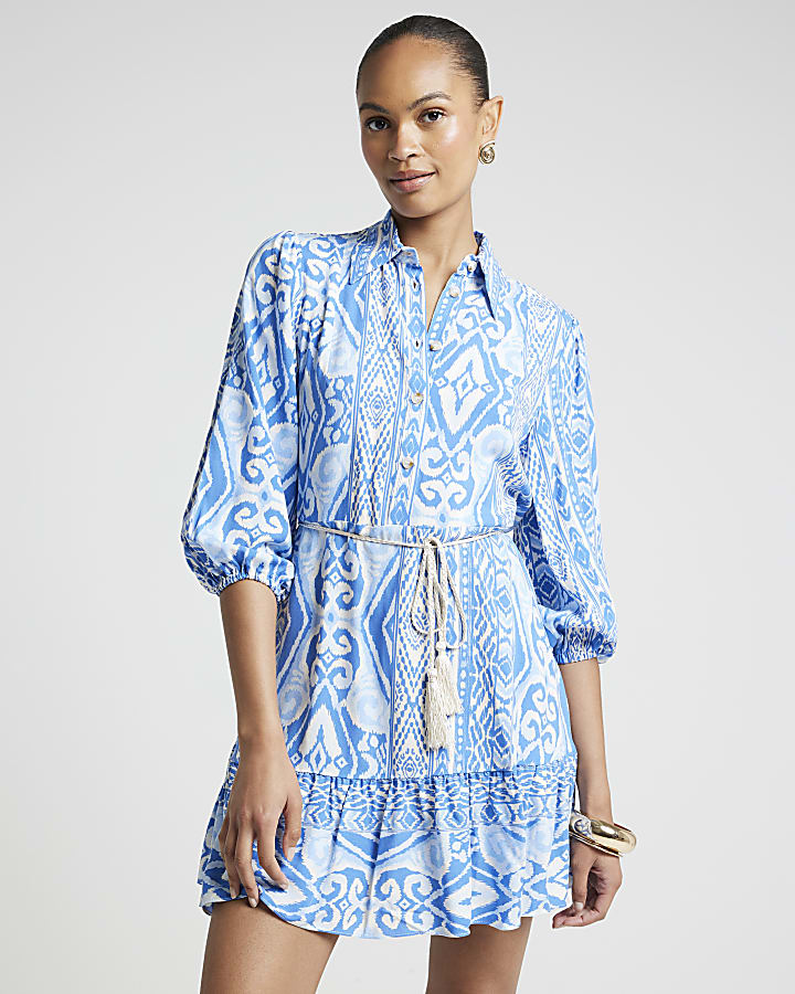 Geometric print shirt dress online