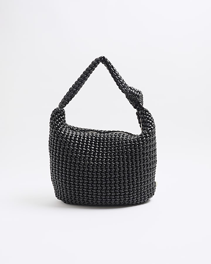 Black textured knot tote bag