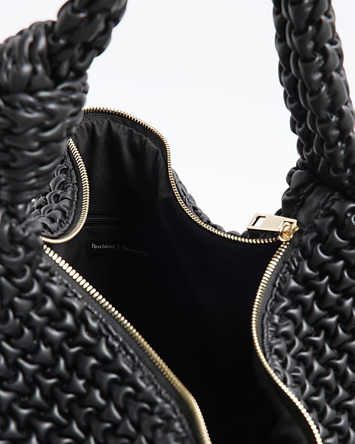 Black textured knot tote bag