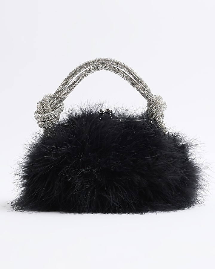 Black Feather Cross Body Bag