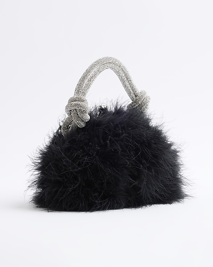 Black Feather Cross Body Bag