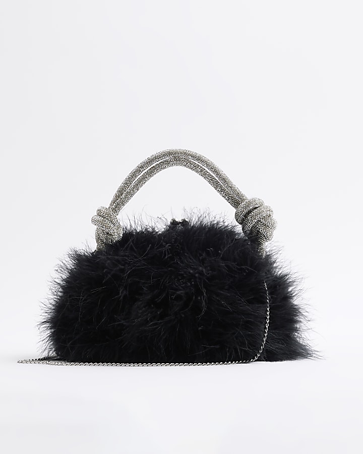 Black Feather Cross Body Bag