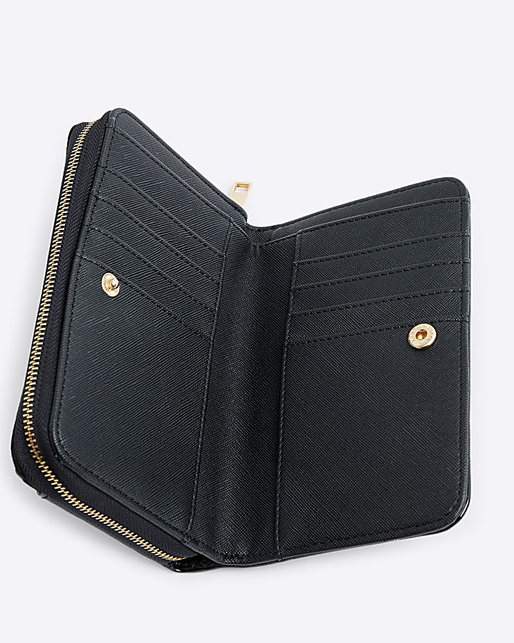 Black embossed monogram envelope purse