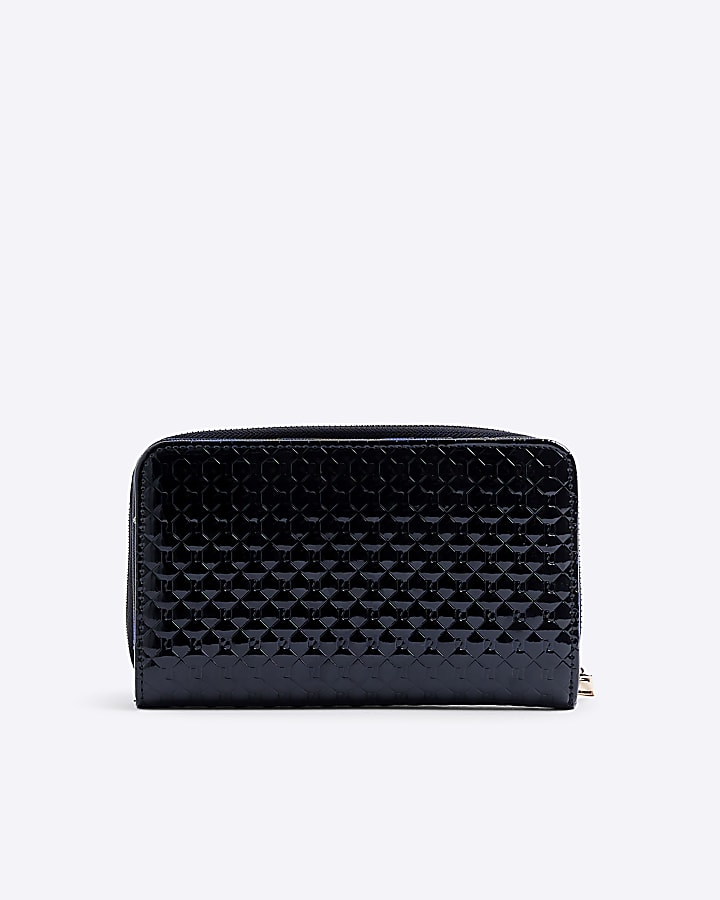 Black embossed monogram envelope purse