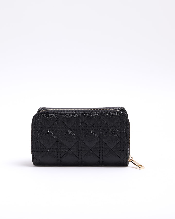 Black embossed quilted purse