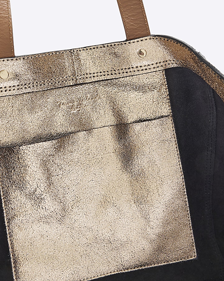 Gold Oversized Leather Shopper Bag