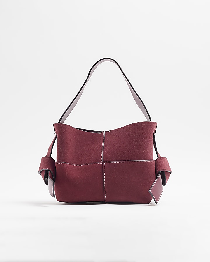 Red Suede Knot Tote Bag