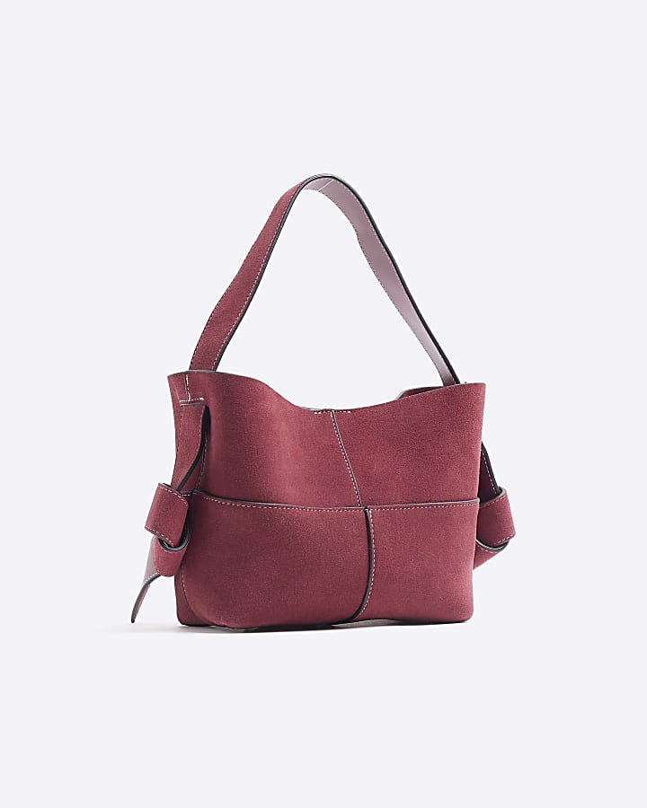 Red Suede Knot Tote Bag