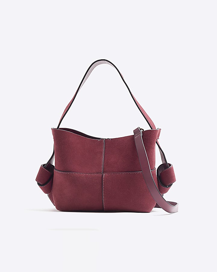 Red Suede Knot Tote Bag