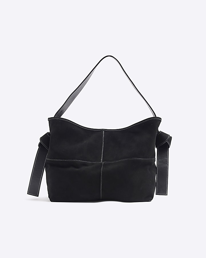 Black Suede Knot Tote Bag