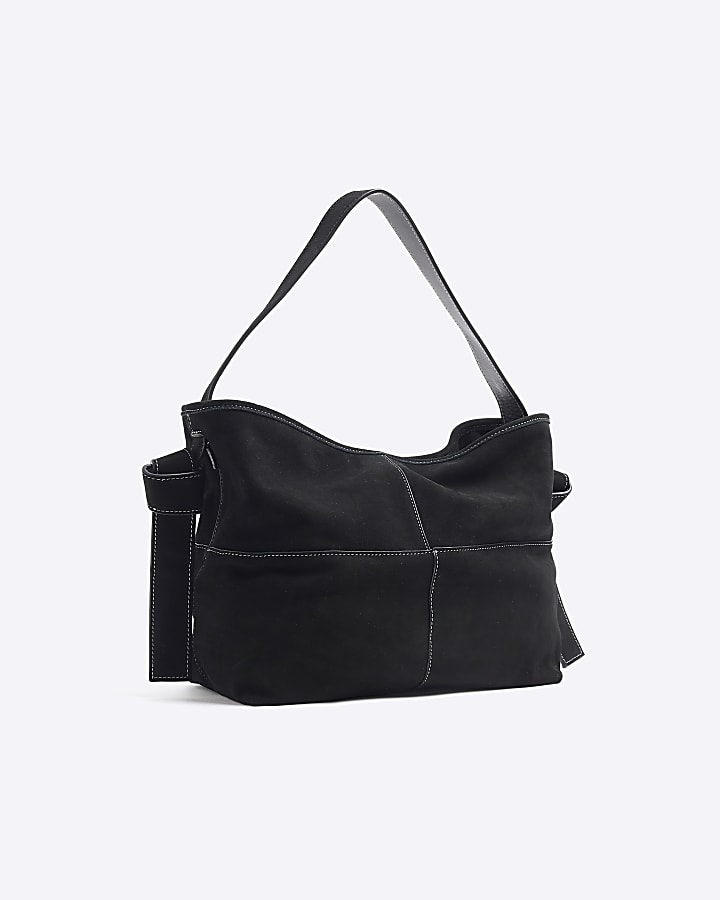 Black Suede Knot Tote Bag