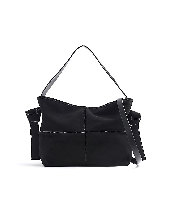 Black Suede Knot Tote Bag