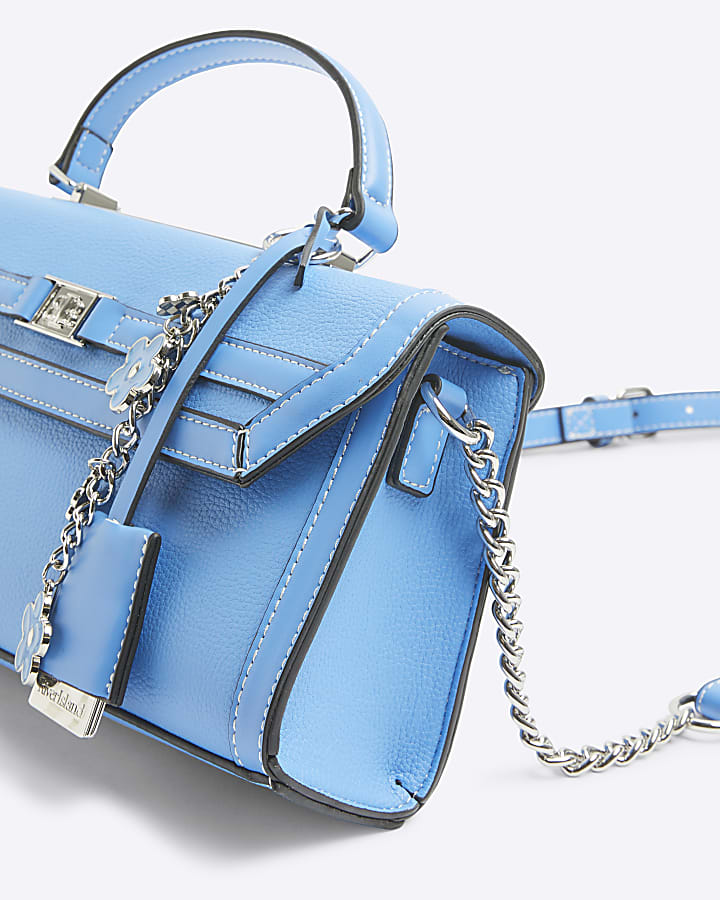 Blue Cross Body Top Handle Bag