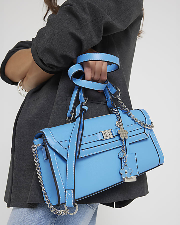 Blue Cross Body Top Handle Bag