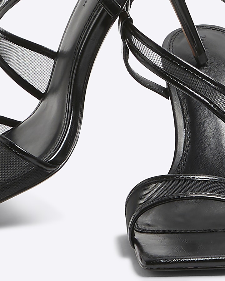 Black Mesh High Heel Sandals