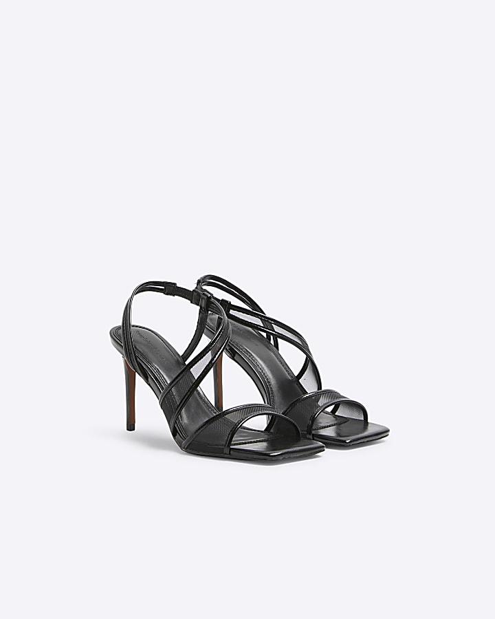 Black Mesh High Heel Sandals