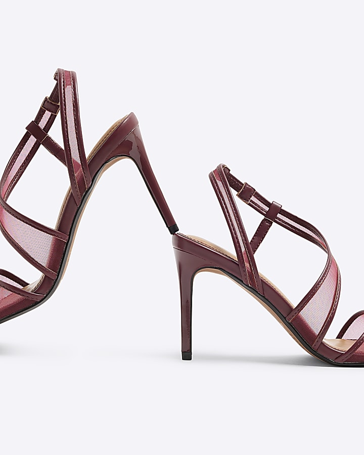 Red Mesh High Heeled Sandals