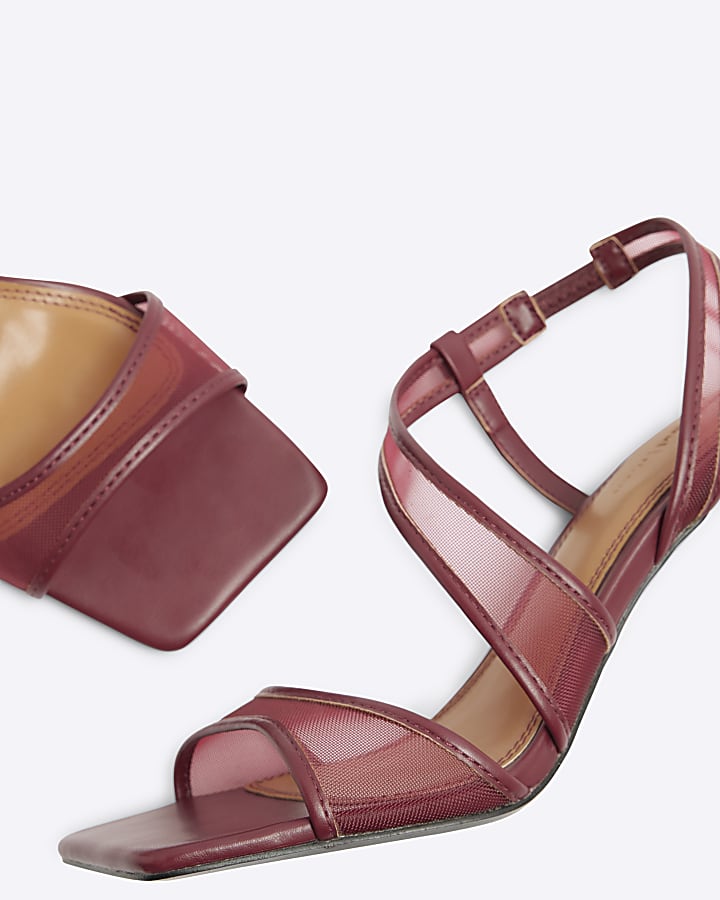 Red Mesh High Heeled Sandals