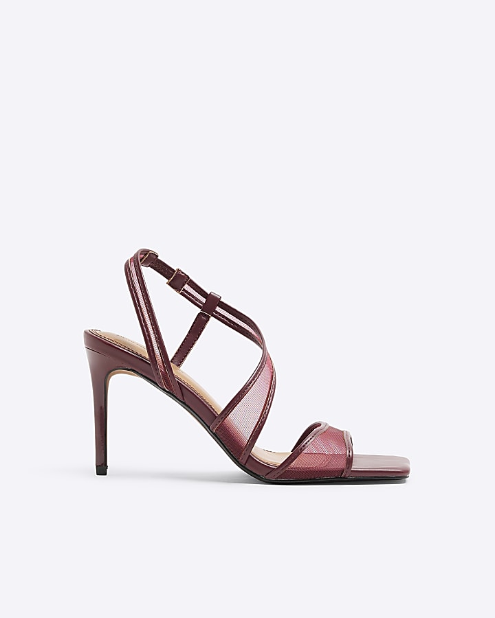 Red Mesh High Heeled Sandals