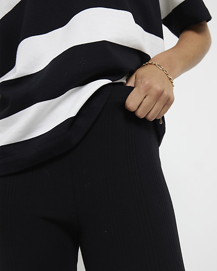 Black high waisted flared leggings
