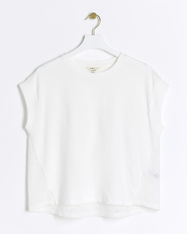 White broderie back t-shirt