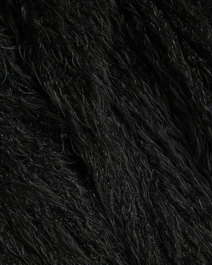 Black Oversized Shaggy Faux Fur Jacket