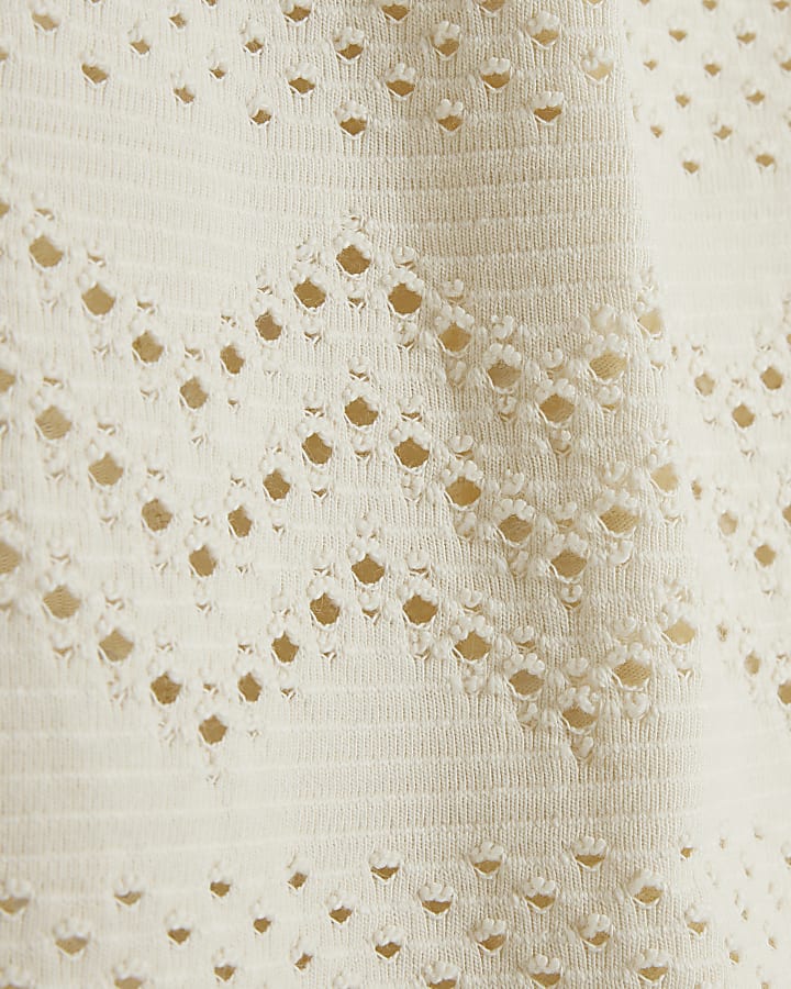 Cream crochet frill playsuit