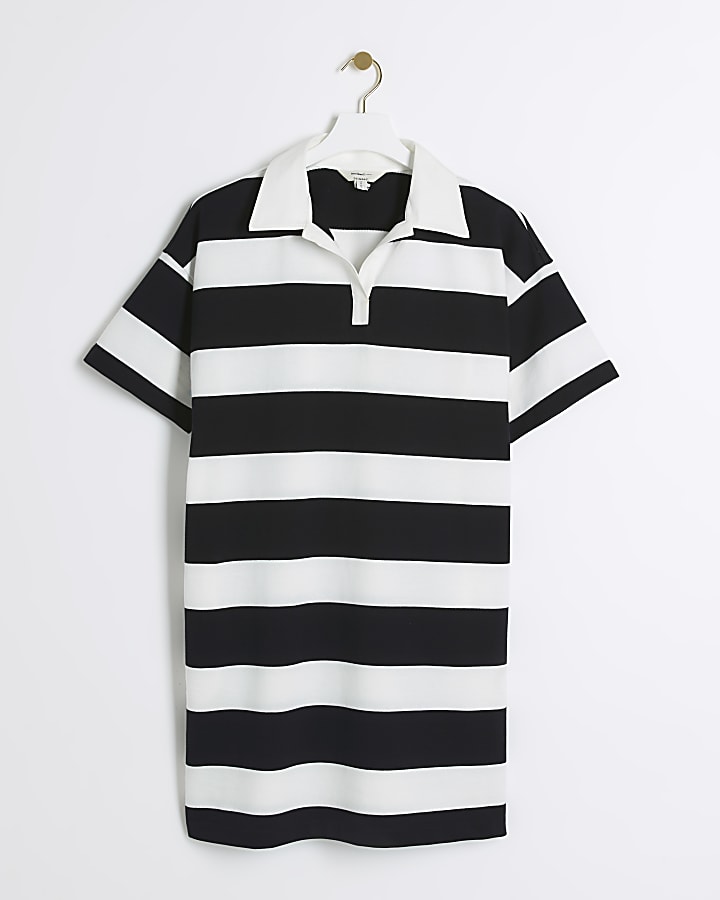 White stripe collared t-shirt mini dress