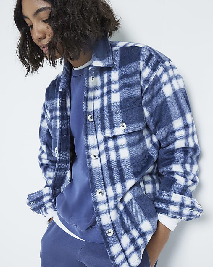 Blue Boyfriend Checked Shirt